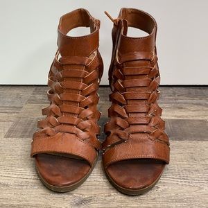 Brown wedge sandals